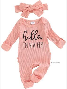 Long Sleeve Letter Romper Jumpsuit Baby Girl Coming Home Outfit Onesie